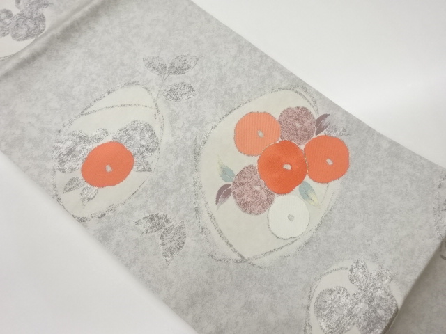 引箔万寿菊に変わり丸模様織出し名古屋帯